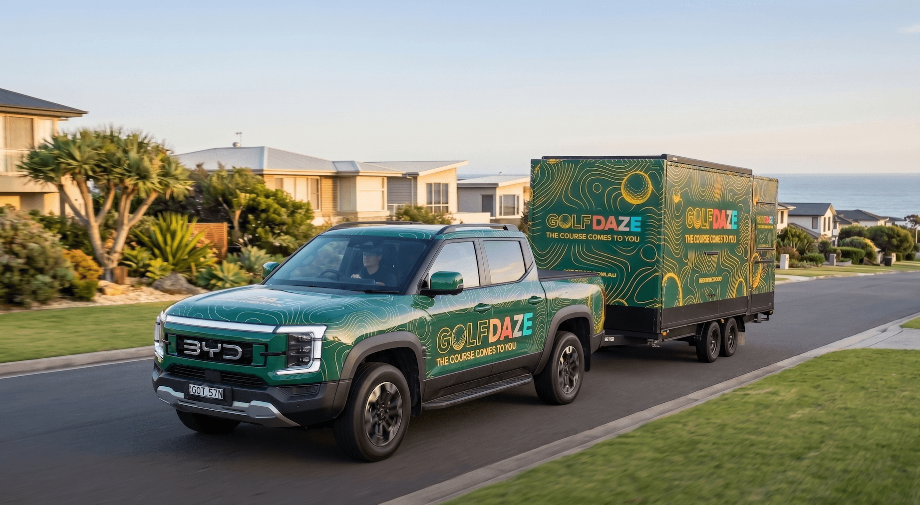 Golf Daze simulator being transported to an event in Australia